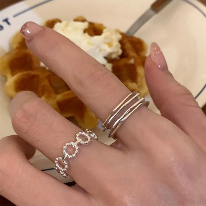 VENTFILLE 925 Sterling Silver Finger Rings Hollow Chain