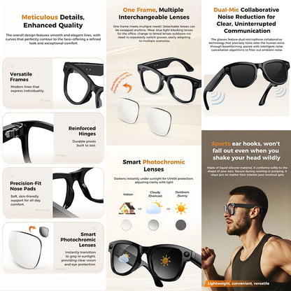 New 800W Camera AI Glasses Photo Video Recording