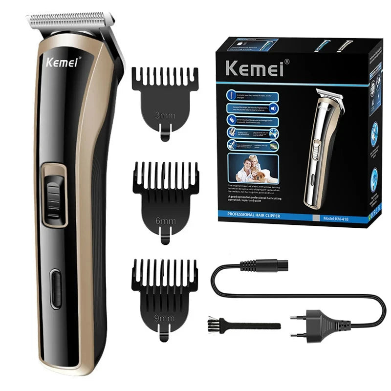 KM-418 Waterproof Hair Clipper Rechargeable Electric Trimmer