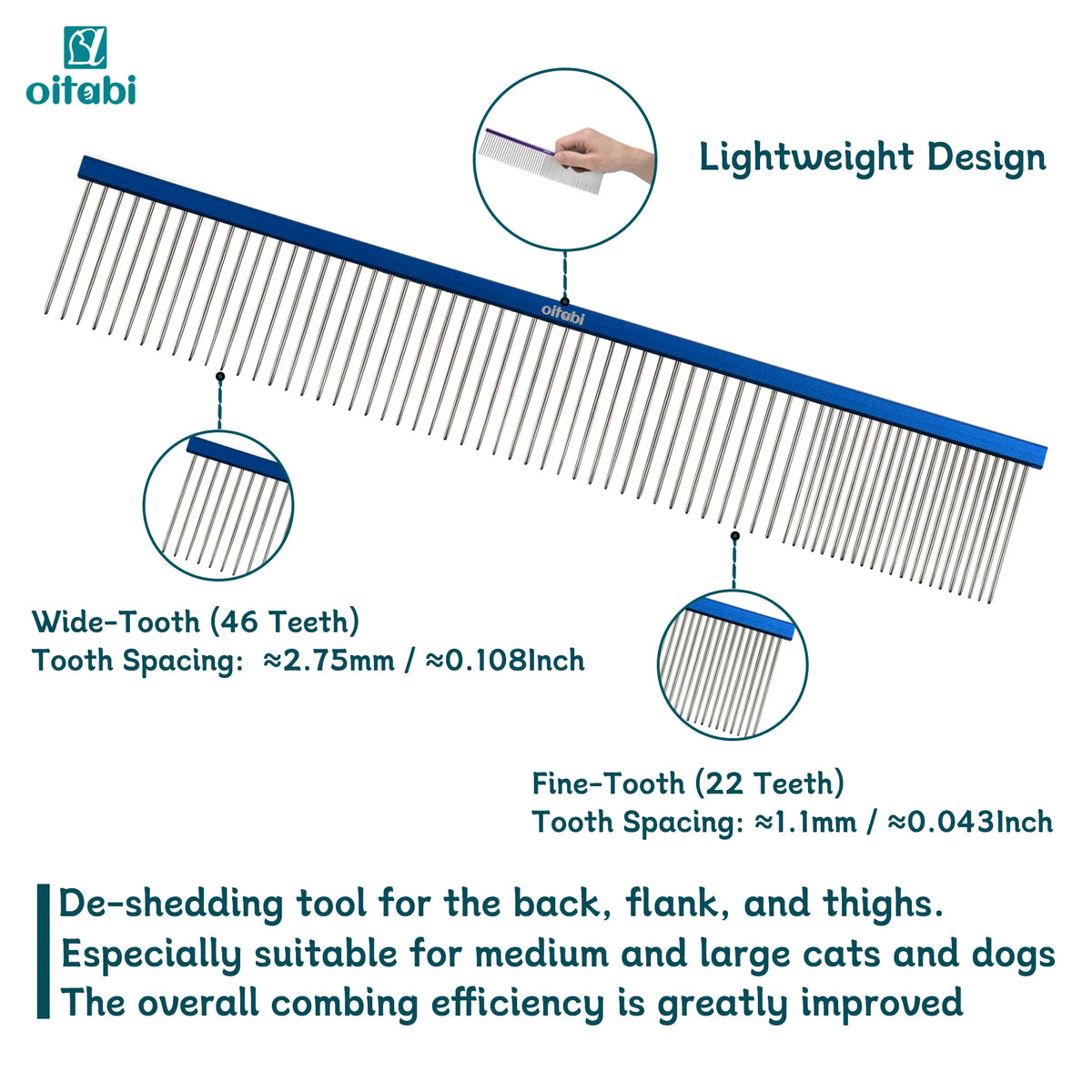 Extra-Long Pet Grooming Comb Professional Sparse & Dense