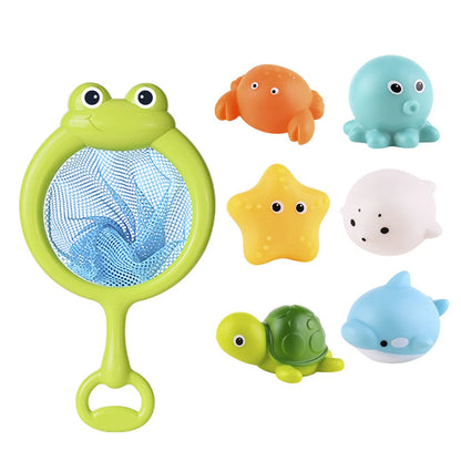 Baby Bath Toys Turtle Squirt Water Net Fishing Shark