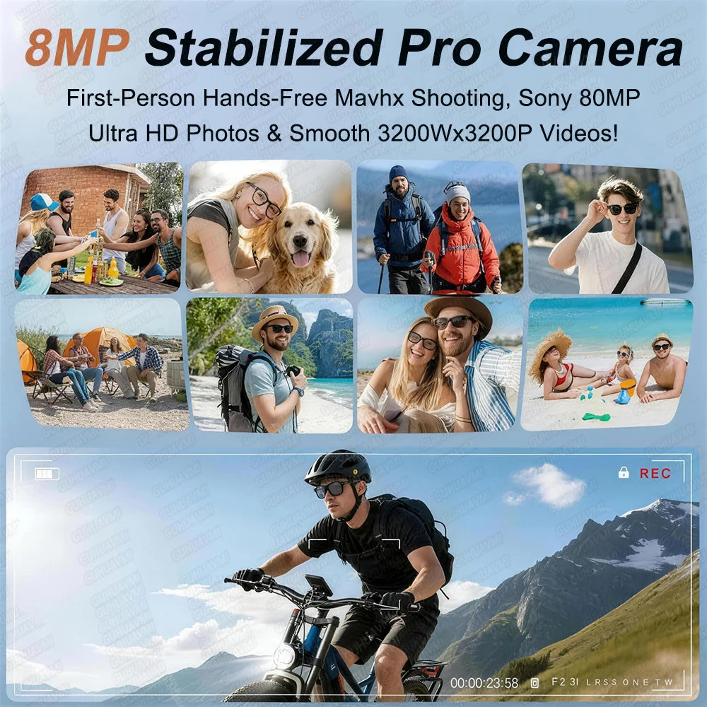Smart AI Glasses 4K 800W Camera 3600mAh Power Bank