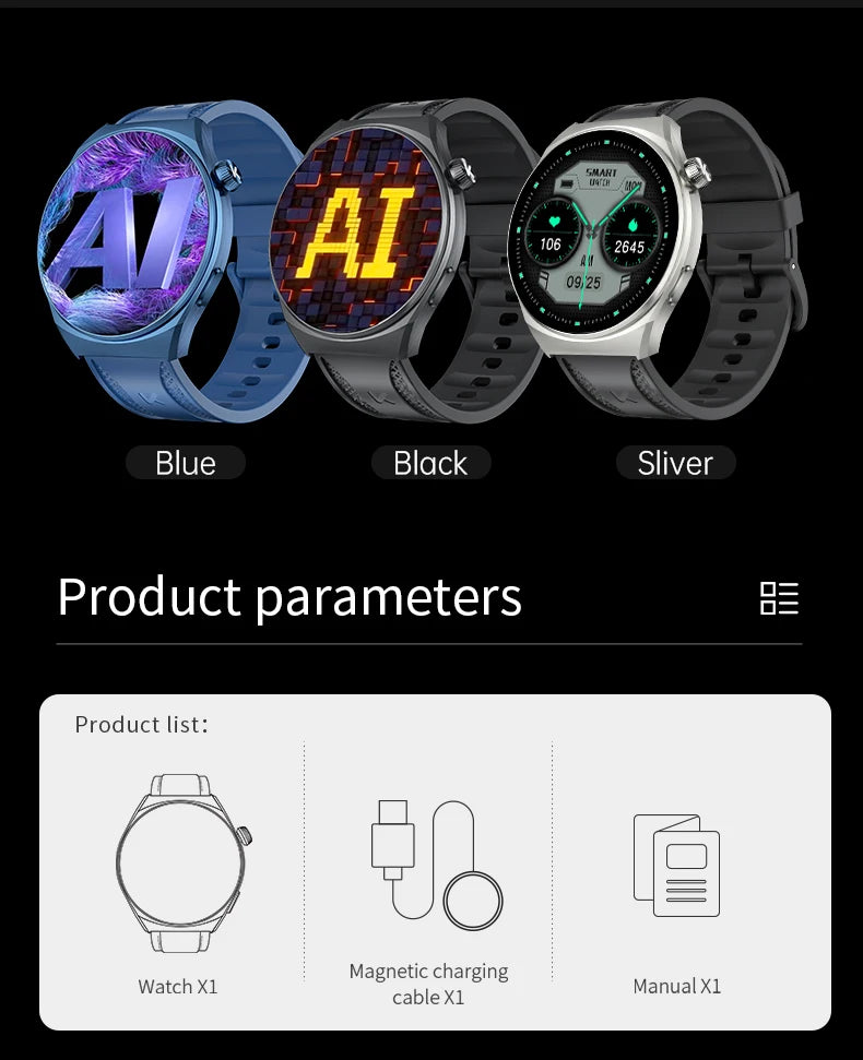KUMI GW6 Smart Watch 1.43" AMOLED AI ChatGPT Bluetooth