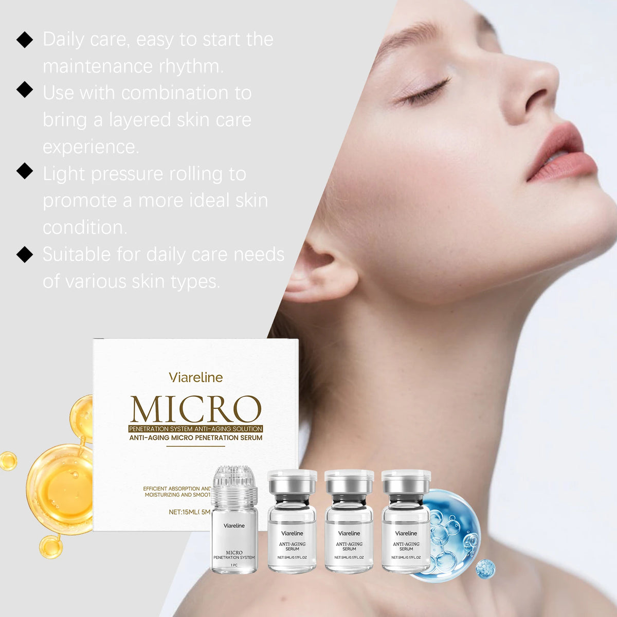 Hexapeptide Collagen Microneedle Serum Set Hydrating Facial Roller
