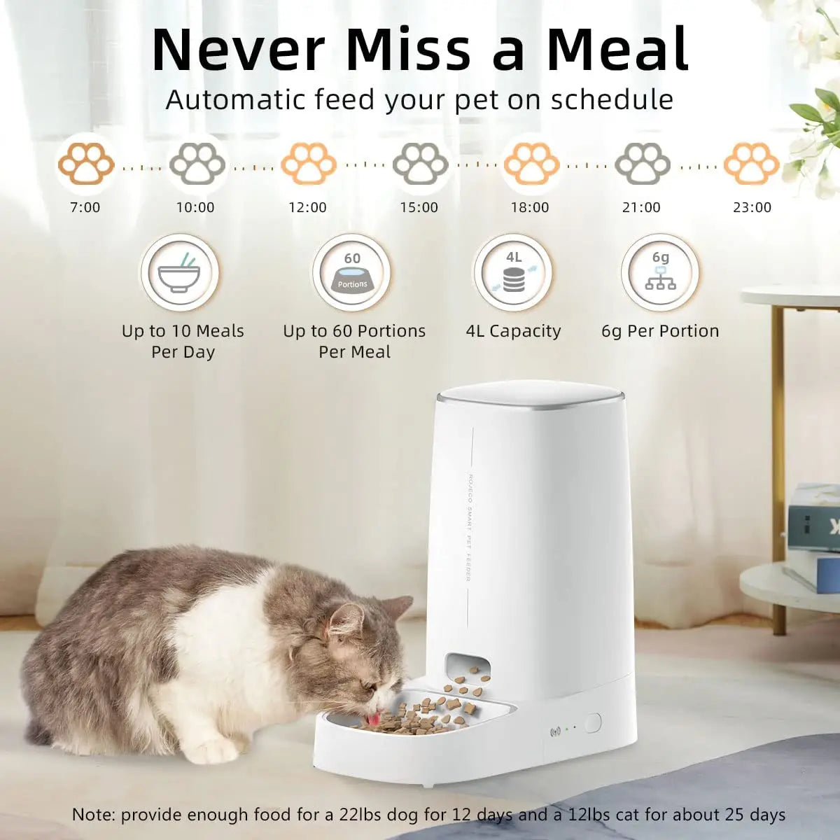 Automatic Cat Feeder Pet Smart WiFi Cat Food Kibble Dispenser