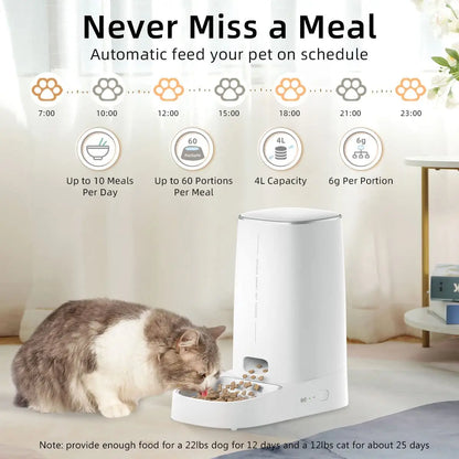 Automatic Cat Feeder Pet Smart WiFi Cat Food Kibble Dispenser