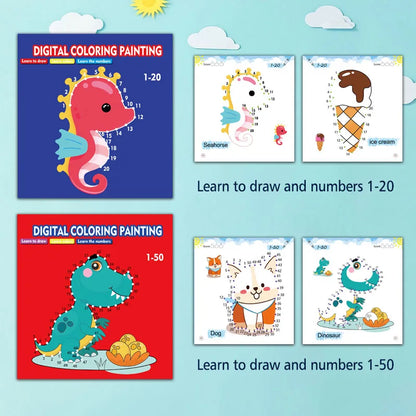 Line drawing, children's doodle books, learning numbers