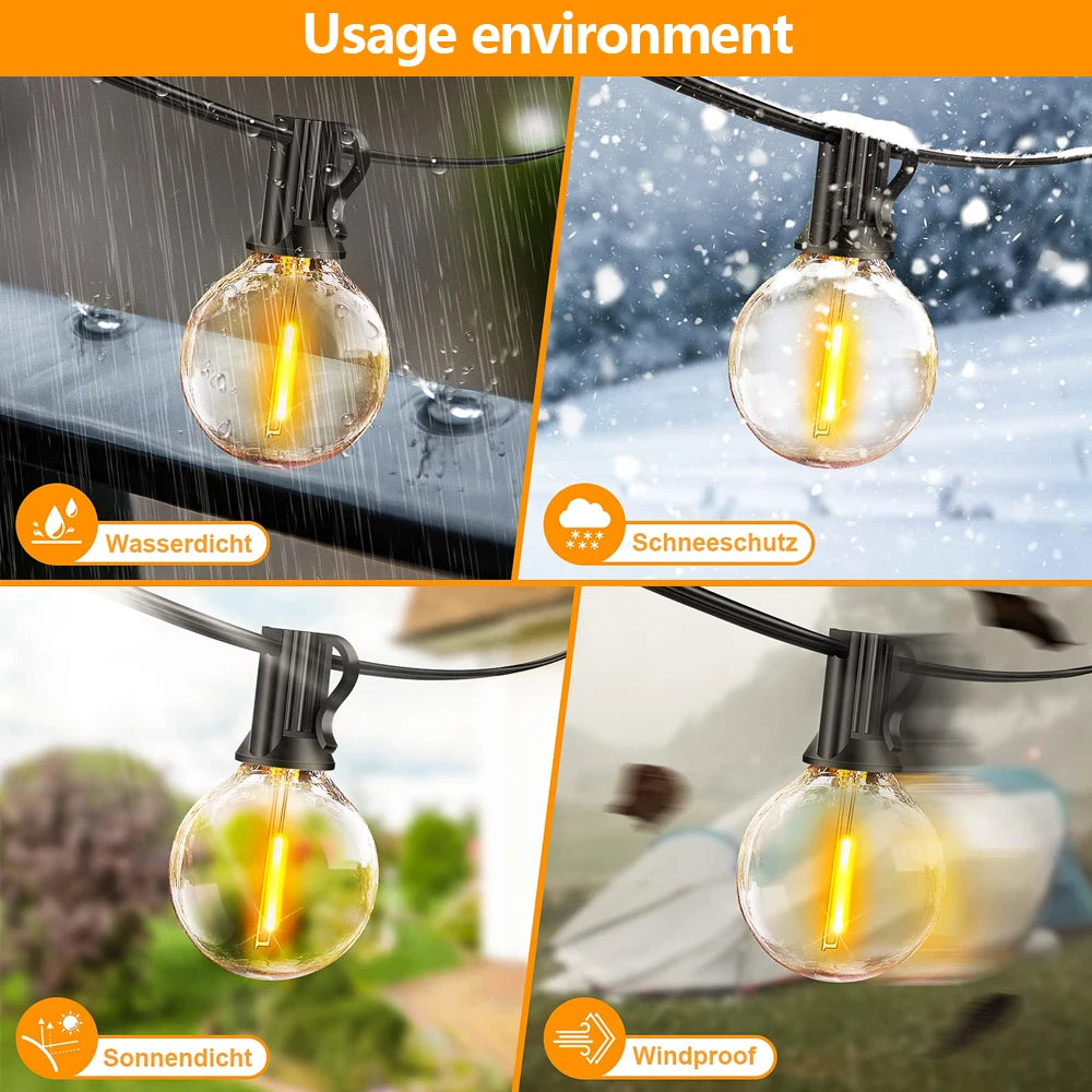 Garland String Lights LED Outdoor Patio String Lights