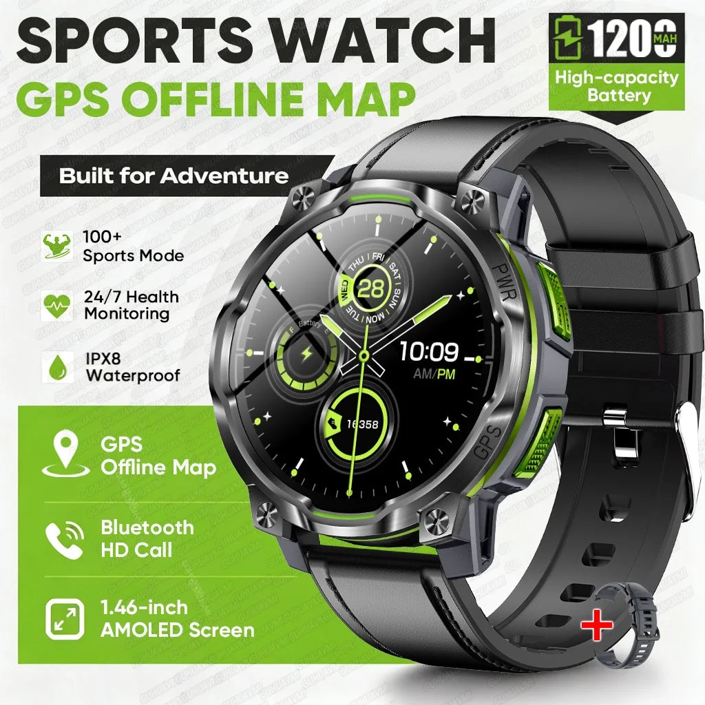 New GPS Map Smart Navigation Watch 1200mAh Battery