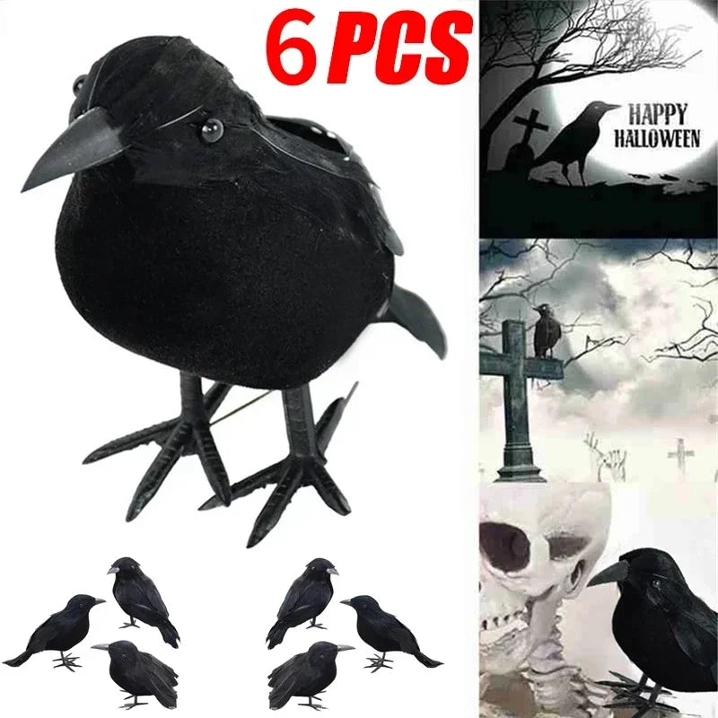 Realistic Artificial Crows Party Ornament Halloween Decorations