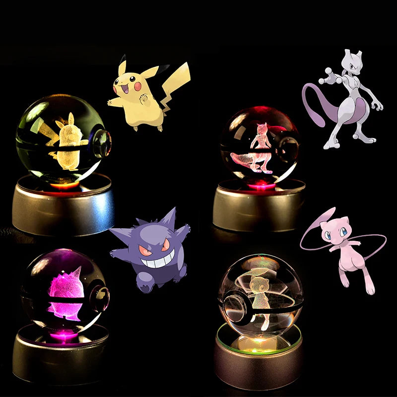 Pokemon Crystal Ball 3D Mewtwo Pikachu Gift