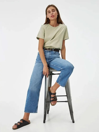 Bornladies Summer 100% Cotton Women's T-shirt Bottoming Tops