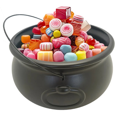 Black Cauldron Kettle Bucket Witches Sweets Candy Bowl for Halloween