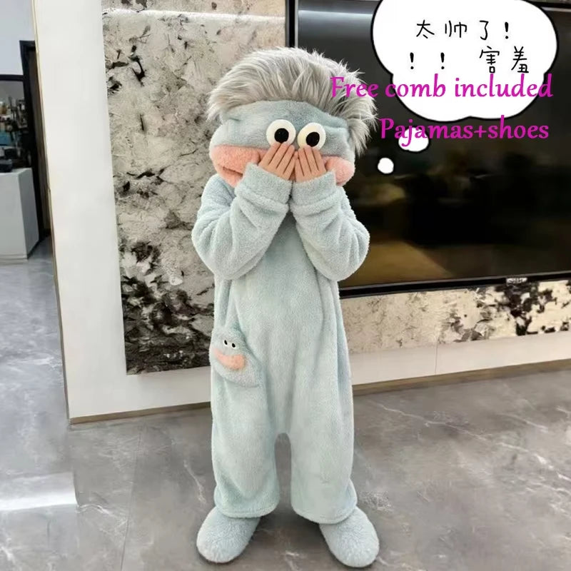 Cartoon Pajamas Autumn Winter Couple Set Wacky Bodysuit