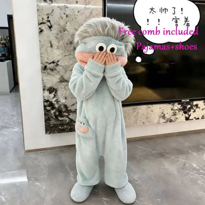 Cartoon Pajamas Autumn Winter Couple Set Wacky Bodysuit