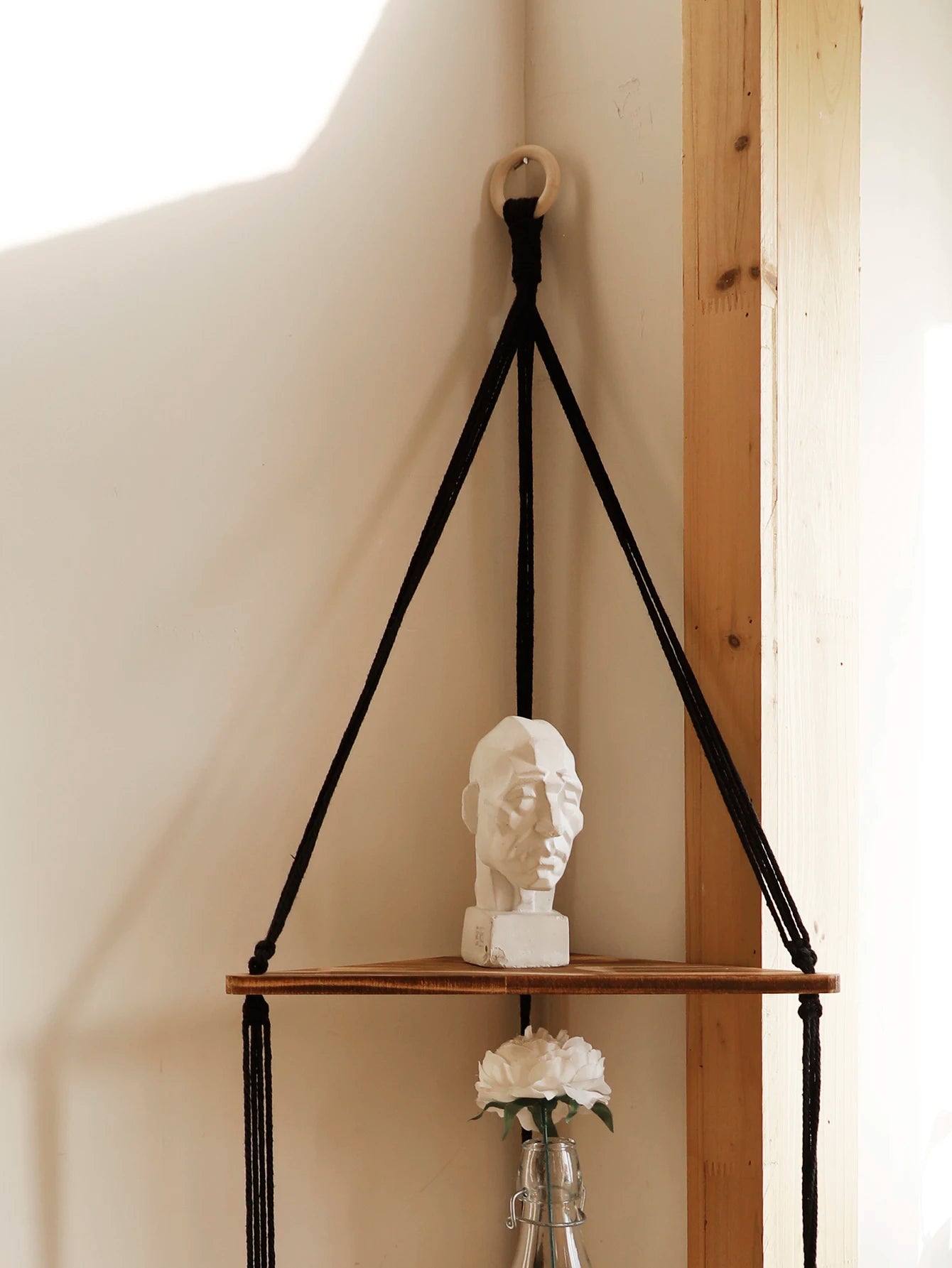 Floating Wall Shelf Wood Triangle Corner Display Stand