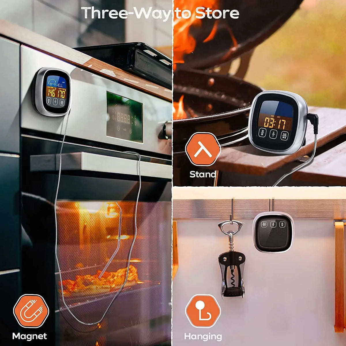 HOMEFISH Digital Meat Kitchen Thermometer Stainless