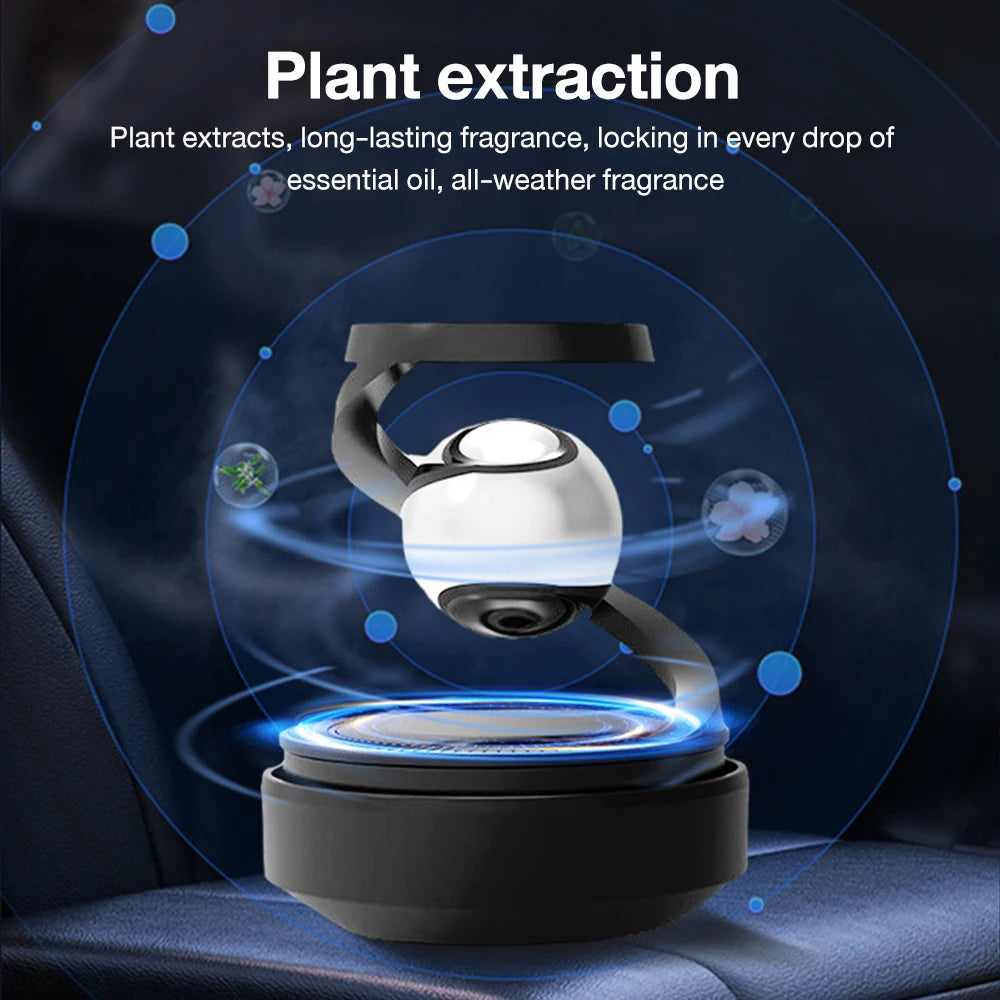 Solar Car Air Freshener Automatic Rotation Dashboard Fragrance