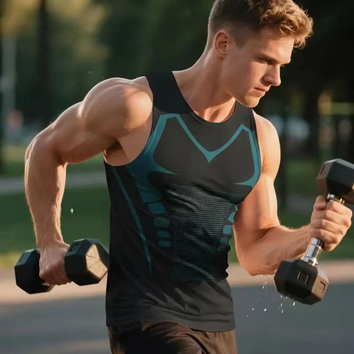 New Summer Fitness Compression Shirt For Men Shaping Sleeveless