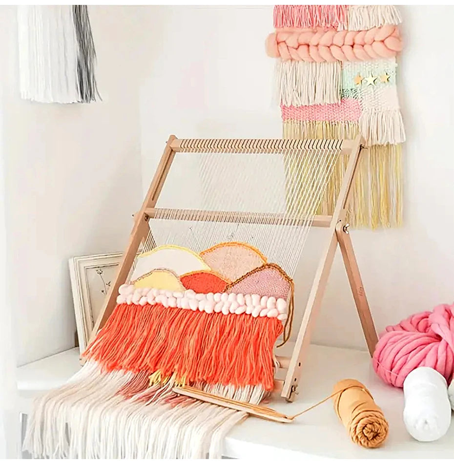 Wood DIY Weaving & Knitting Loom Machine, Wooden Frame