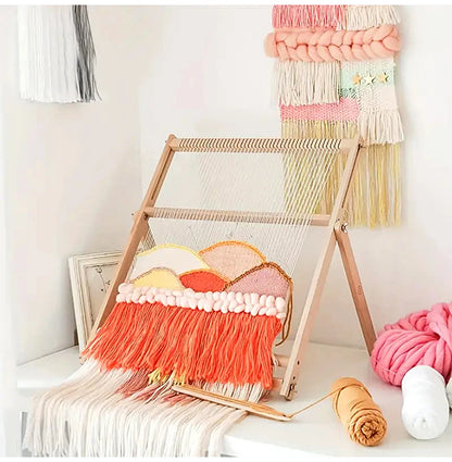 Wood DIY Weaving & Knitting Loom Machine, Wooden Frame