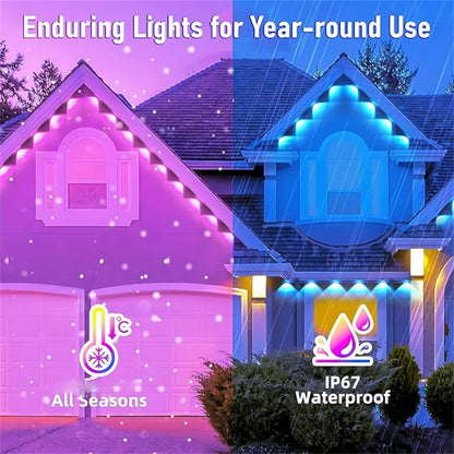 60M Smart RGB Eave Lights App & Remote IP67 Permanent
