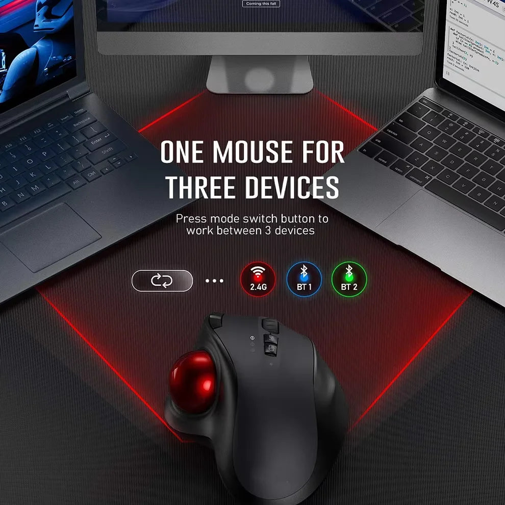 Wireless Trackball Ergonomic Mouse Rechargeable