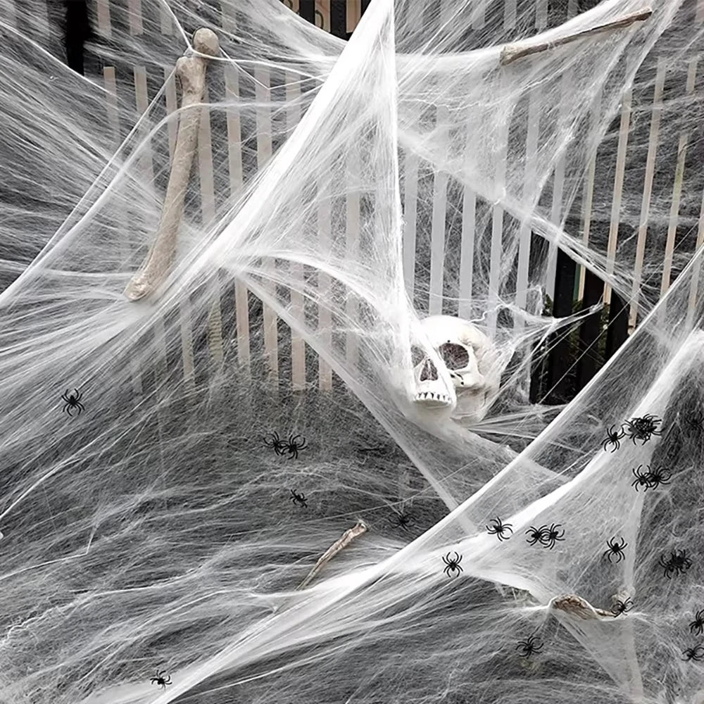 Halloween Decoration Spider Web,Artificial Cobweb,Stretchy Cobweb With Spider