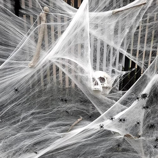Halloween Decoration Spider Web,Artificial Cobweb,Stretchy Cobweb With Spider