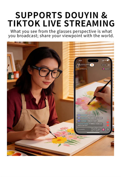 Lenovo AI Smart Glasses 800W Pixel Anti Blue Light HD Camera
