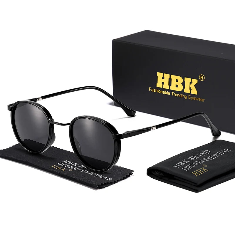 HBK TRetro Punk Men's Polarized Sunglasses Round Design