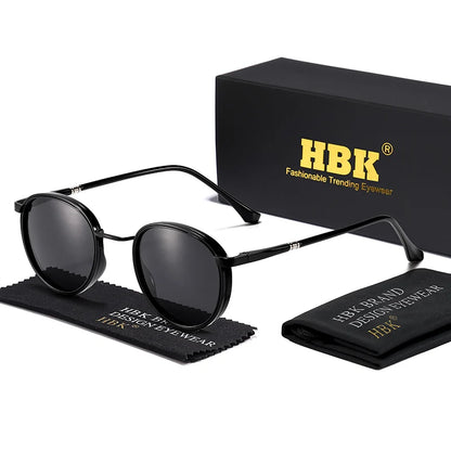 HBK TRetro Punk Men's Polarized Sunglasses Round Design