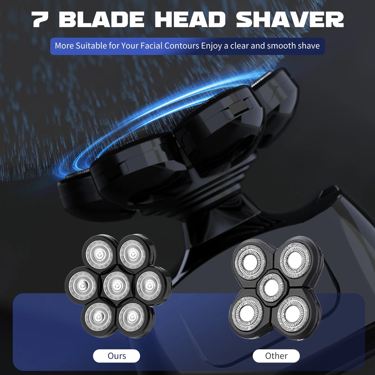Electric Shaver for Men 7D Magnetic Floating Wet/Dry Head Razor