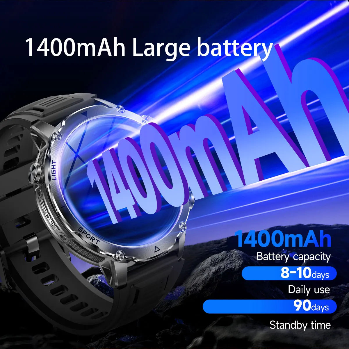 New TANK Ultra 1400mAh Battery Military Smart Watch