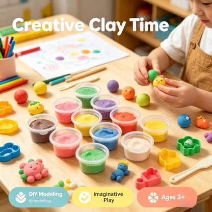 12 Colors Kids Playdough Set Clear Cup Safe Clay Dough