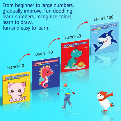 Line drawing, children's doodle books, learning numbers