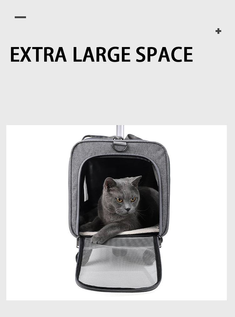 Pet Carrier with Wheels for Dogs Rolling Pet Carrier