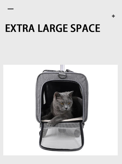 Pet Carrier with Wheels for Dogs Rolling Pet Carrier