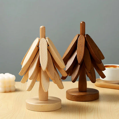 Tree Design Stand Bamboo Wooden Trivets Decorative