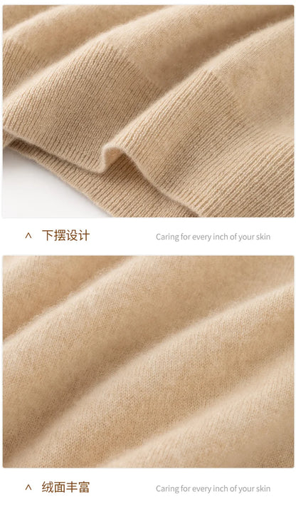 100% Pure Goat Cashmere Knitted Pullovers O-Neck