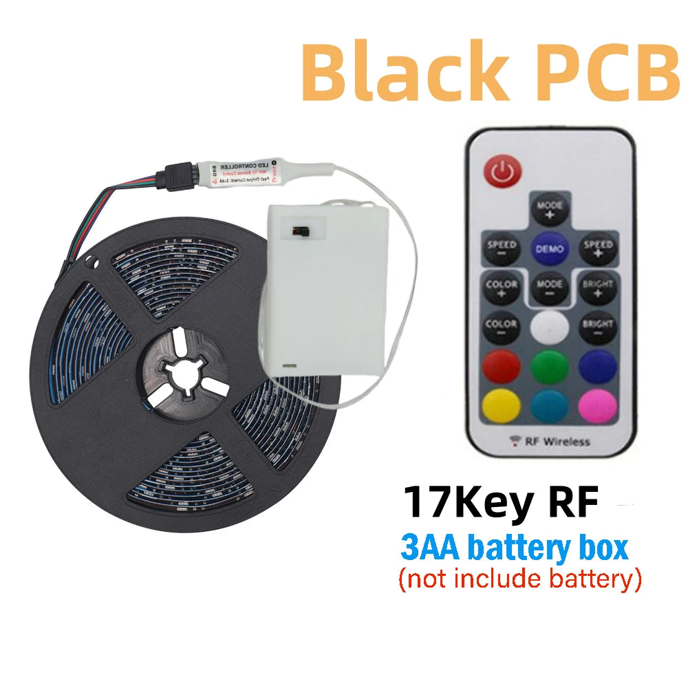 3AA Battery Power RGB Led Strip Light 5V 5050 TV Backlight