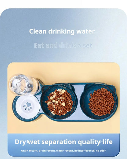 Pet Bowls With Water Feeder 3 In 1 Ear Design Tilted