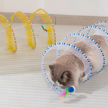 Creative Foldable Cat Coil Tunnel Toys Stretchable