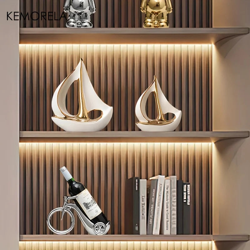 Ceramics Luxury Sailboat Sculpture Post-modern Living Room