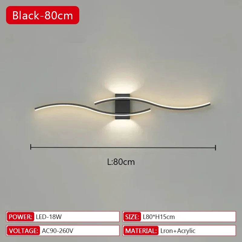 Long Strip LED Wall Lamp Modern Remote Control Dimming Living Roomdecor