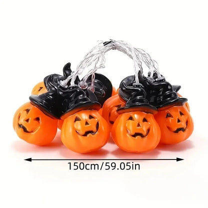 59.06in Halloween Pumpkin Fairy Lights Warm White 10LED Festival String Lights