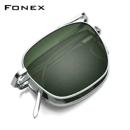 FONEX Pure Titanium Polarized Sunglasses Men Folding