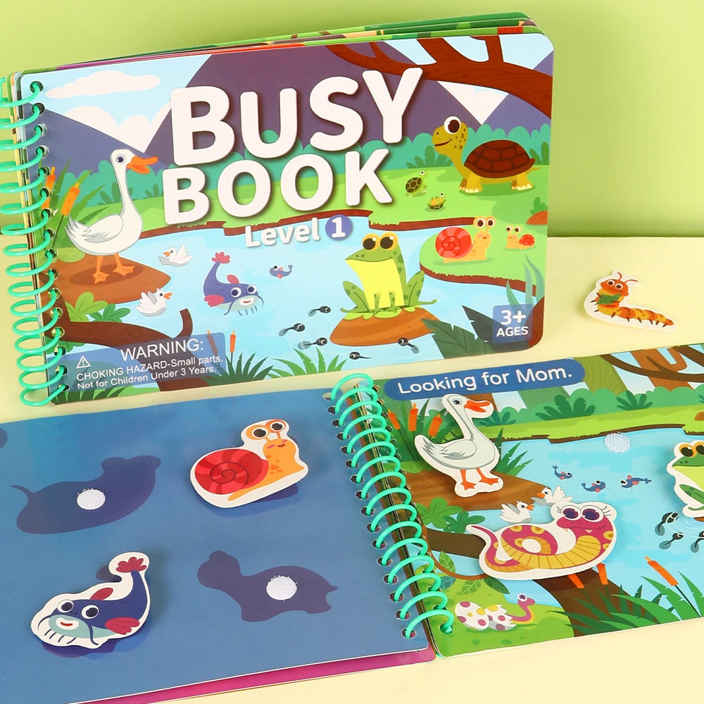 Children Quiet Busy Book 4 Themes Cartoon Travel Sticker