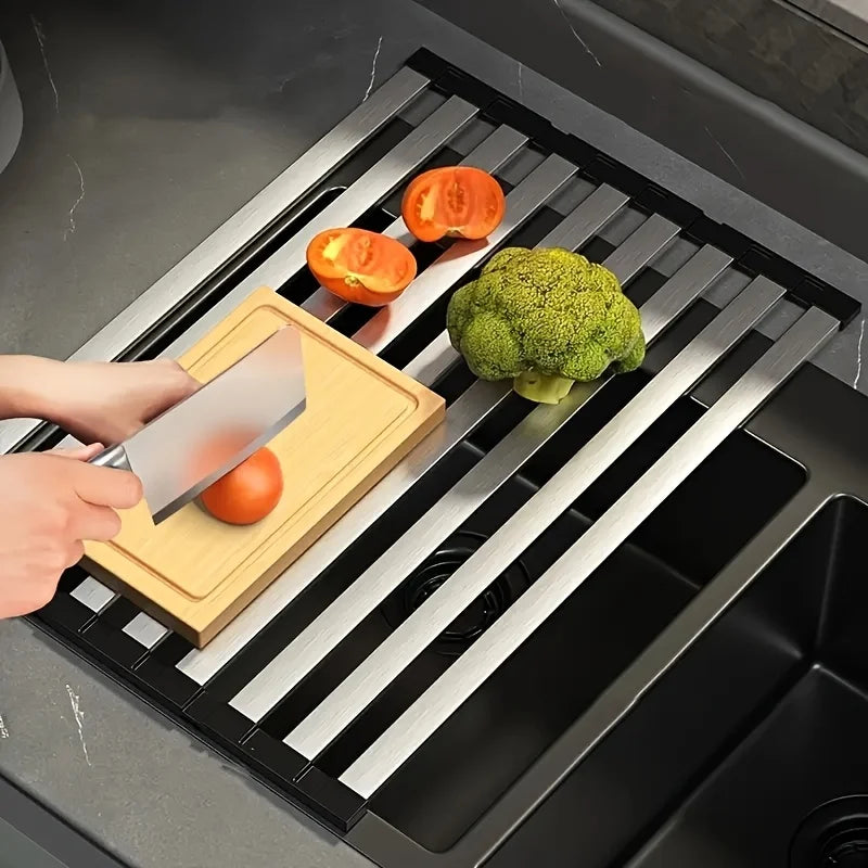 Stainless Steel Roll Up Dish Drying Rack Space Saving
