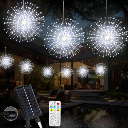 Solar Hanging Solar Outdoor Fireworks Light Solar 450 LED Starburst Ball
